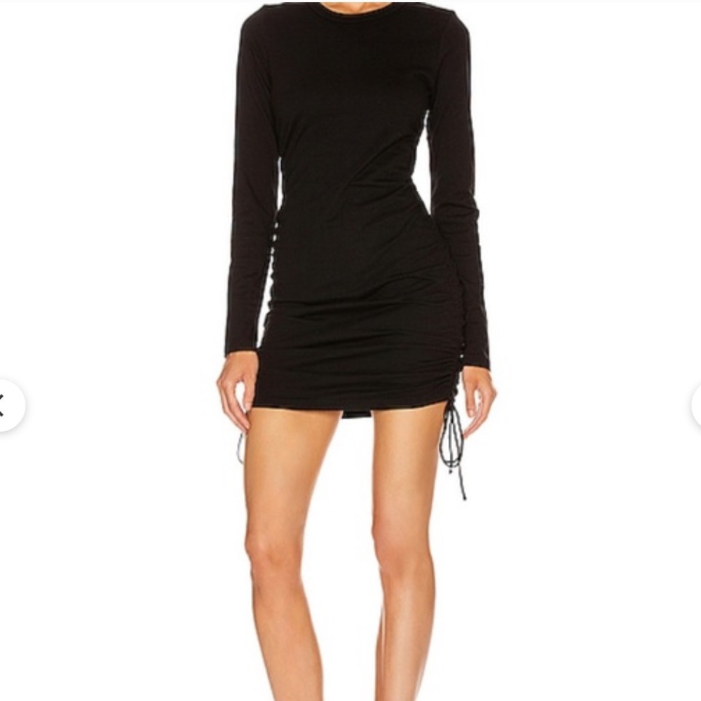 NWT COTTON CITIZEN REVOLVE dark charcoal grey cinched tie mini dress